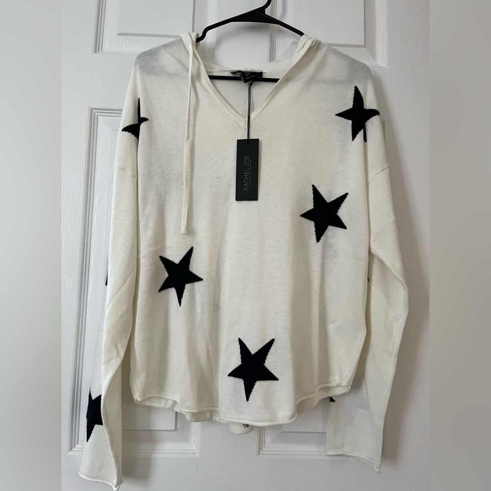 Rachel Zoe Hoodie Star Print Pullover Sweater Women's XL